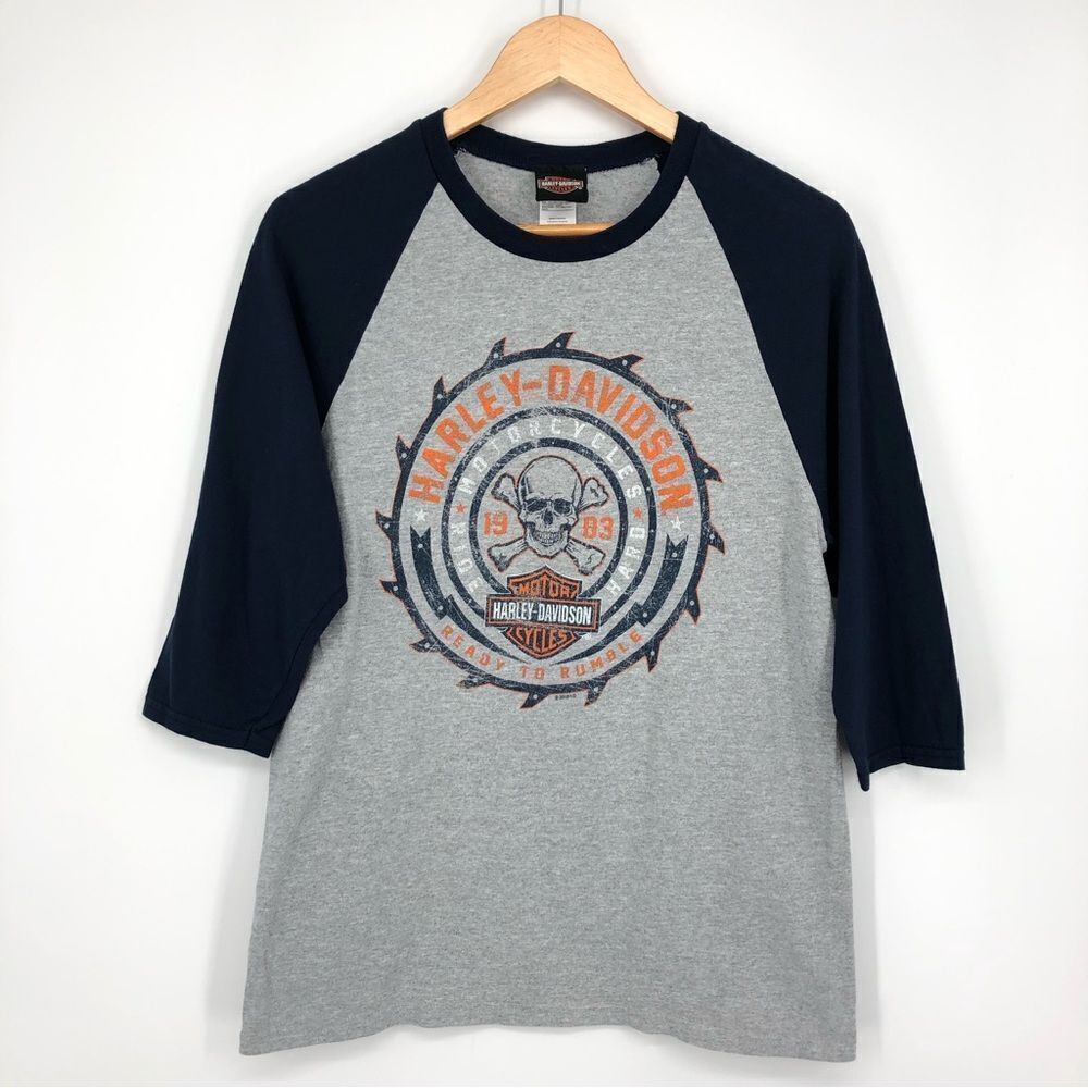 Harley Davidson Shirt Womens Medium Badlands Wall South Dakota Gray‎ Blue